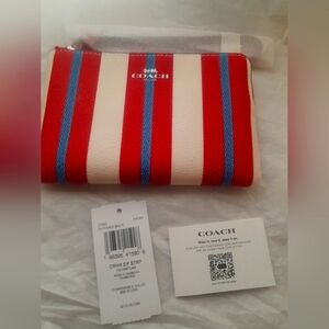 New Coach Wristlet In Stripe Print Multi Color New With Tags